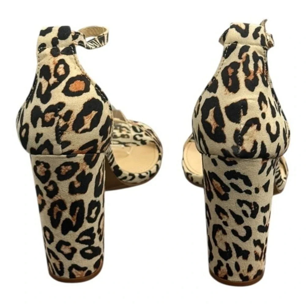 Lulus‎ Taylor Leopard Vegan Suede Block Heel Sandal 6 NIB